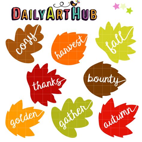 Autumn Words on Leaves Clip Art Set – Daily Art Hub // Graphics, Alphabets & SVG