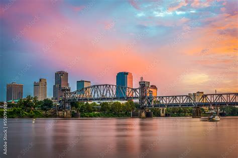 Little Rock, Arkansas, USA Downtown Skyline on the Arkansas River ...