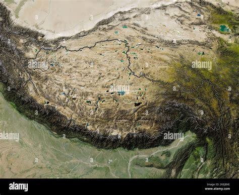 Xizang, autonomous region of China. Low resolution satellite map Stock ...