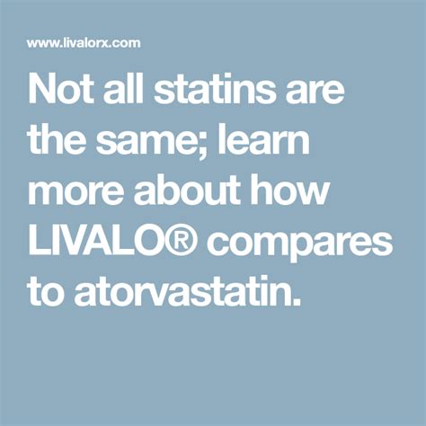 Not all statins are the same; learn more about how LIVALO® compares to ...