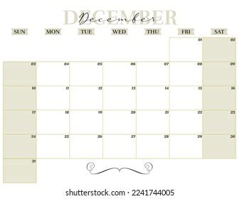 December 2023 Elegant Monthly Printable Planner Stock Vector (Royalty ...