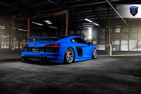 Stanced Out Electric Blue Audi R8 Wearing Custom Body Kit and Shod in Rohana Wheels — CARiD.com ...