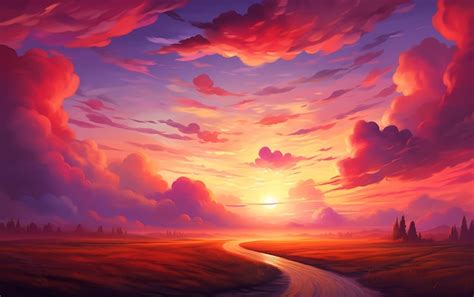 Premium AI Image | Red heart shaped clouds at sunset Beautiful landscape