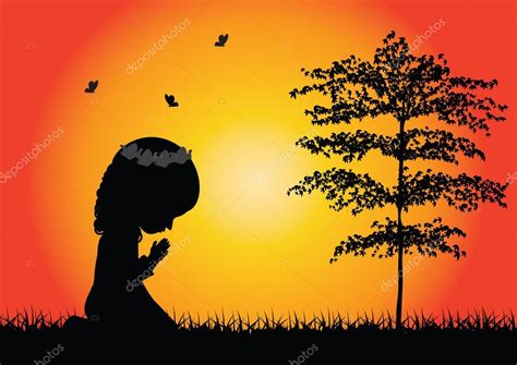 Little girl praying silhouette Stock Vector Image by ©gracel1221 #36070045