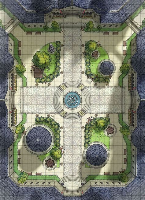 The Wizarding School Courtyard Battle Map | 2-Minute Tabletop | Dnd world map, Fantasy world map ...