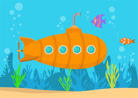 Cartoon yellow submarine underwater 21192751 Vector Art at Vecteezy