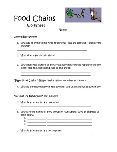 Food Chains Worksheet Name: