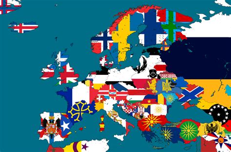 Flag map of an alternate European continent with a very different history : r/worldbuilding