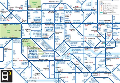 Map of London bus & night bus: stations & lines