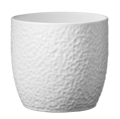 Boston Round Ceramic White Plant Pot (H)260mm (Dia)270mm | Departments | DIY at B&Q