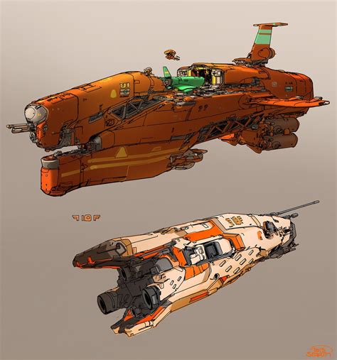 three different types of spaceships are shown in this image, one is ...