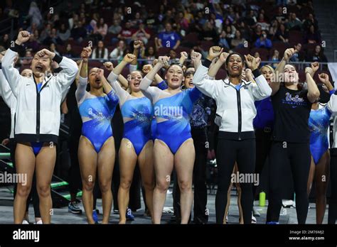 Las Vegas, NV, USA. 7th Jan, 2023. The UCLA gymnastics team does an 8 ...