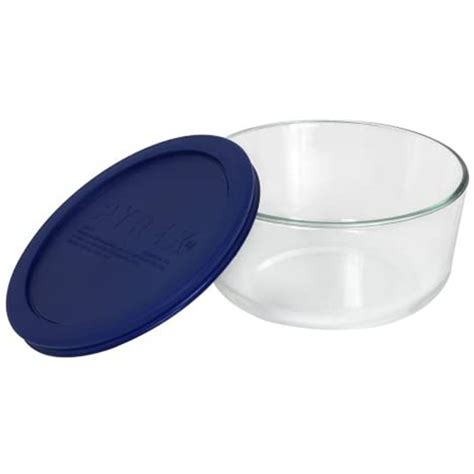 Pyrex 7201 Round Glass Food Storage Bowl and 7201-PC Dark Blue Lid Cover - Walmart.com