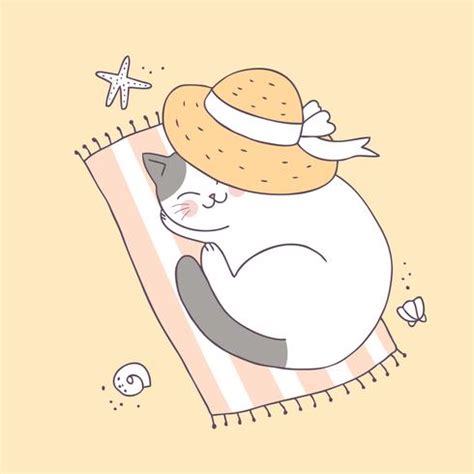 Cartoon cute summer cat sleeping vector. 546005 Vector Art at Vecteezy