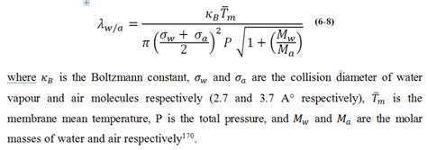 Mean free path of water vapour molecule in a water vapour/air mixture?