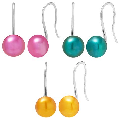 Honora 8-9 mm Freshwater Cultured Multicolored Pearl Drop Earrings Set in Sterling Silver | 8-9 ...