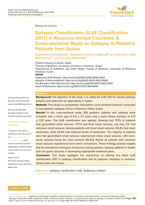 (PDF) Epilepsy Classification (ILAE Classification 2017) in Resource ...