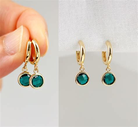 May Birthstone Earrings, Emerald Earrings, Personalized Birthstone Jewelry, Green Stone Earrings ...