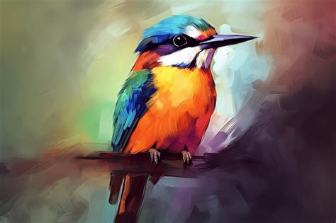 Premium AI Image | Vibrant Plumage Painting of a Colorful Bird