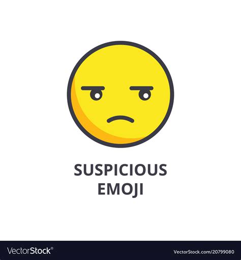 Suspicious emoji line icon sign Royalty Free Vector Image