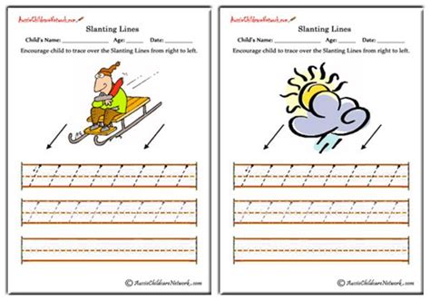 Slanting Lines Worksheets - Right to Left - Aussie Childcare Network