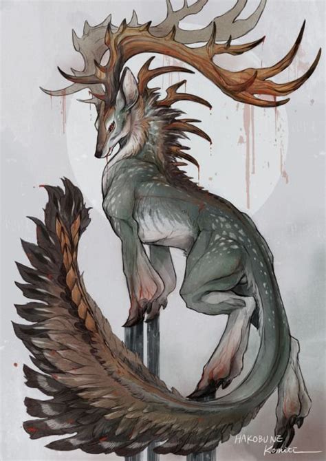 monster art animal deer mythical creature | Djurmålning, Teckning konst, Magiska varelser