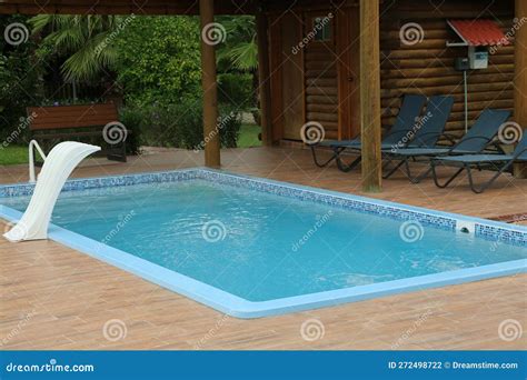 Outdoor Swimming Pool with Clear Water at Resort Stock Photo - Image of ...