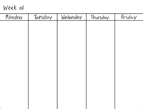 Blank Calendar Monday To Friday | Calendar Template Printable