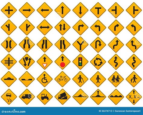 Warning Traffic Signs Vector Set Stock Photos - Image: 36374713