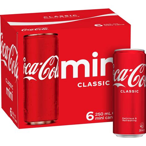 Coca - Cola Classic Soft Drink Mini Cans 250ml X 6 Pack | Woolworths