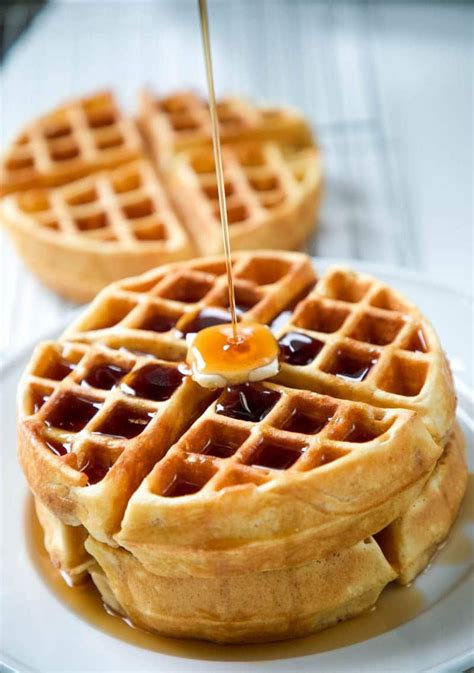 Homemade Waffle Recipe! Made with simple ingredients - light and crispy on the outside, soft and ...