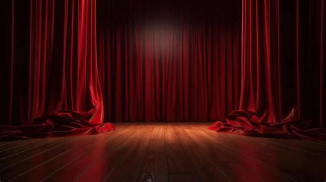 Premium Photo | Red velvet curtain and wooden floor Stage background Generative AI