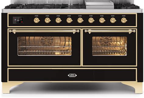 ILVE 60 in. Majestic Series Natural Gas Burner and Electric Oven Range ...