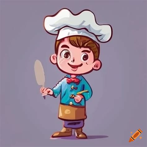 Hand-drawn vector of a young boy chef on Craiyon