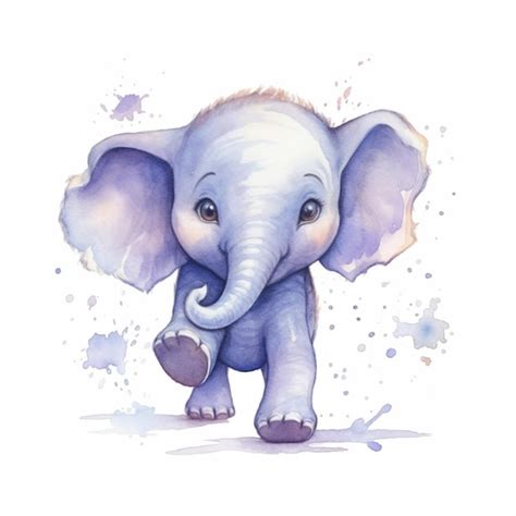 Premium AI Image | Baby elephant watercolor painting of a baby elephant