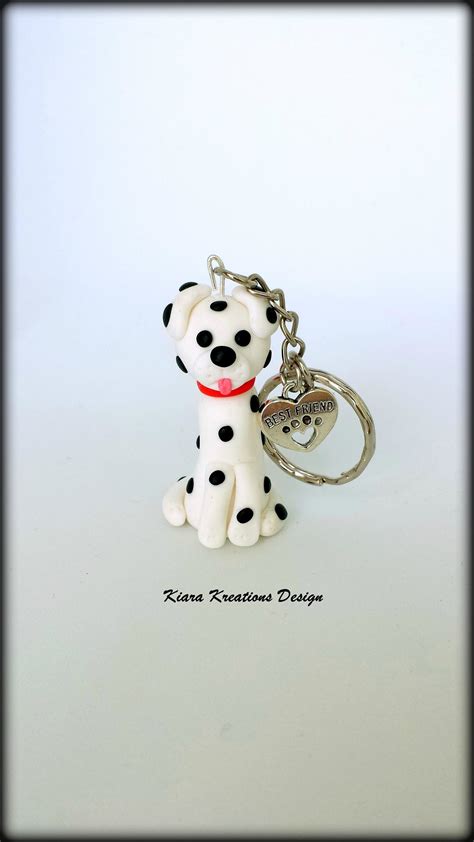 Dalmatian dog keychain in polymer clay with a cute dog for | Etsy