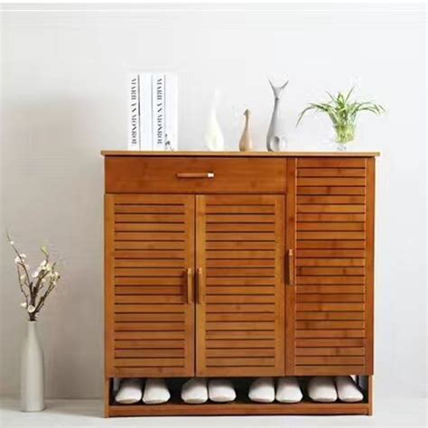 SR 011 Shoe Closet Cabinet w Drawer Shoe rack solid wood bamboo, Furniture & Home Living ...