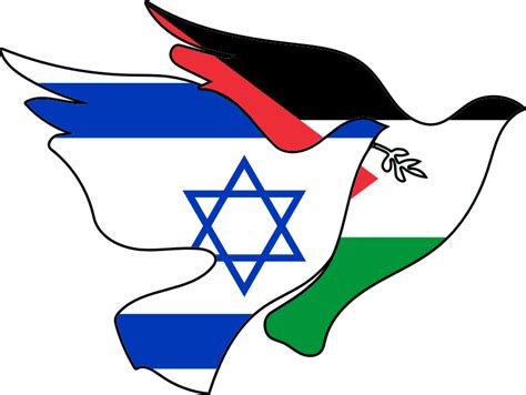 Peace doves with Israel and Palestine for Gaza Hamas anti-war - Openclipart