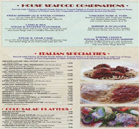 Menu at Empire Diner restaurant, Lansdowne, 106 E Baltimore Ave