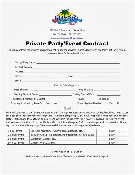 Printable Event Decorator Contract Template