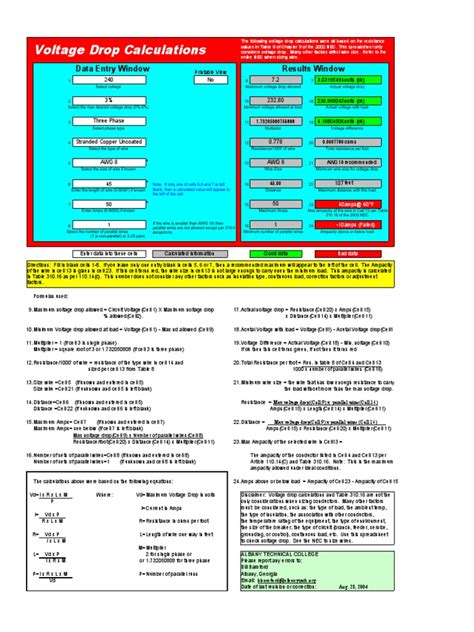 Voltage Drop Calculator | PDF | Electrical Resistance And Conductance ...