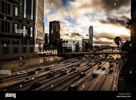 Traffic in Downtown Los Angeles Stock Photo - Alamy