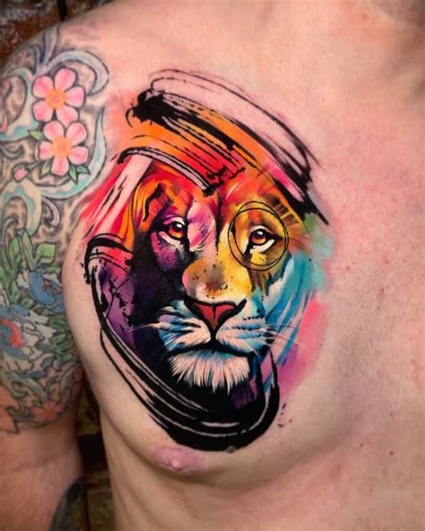 Colorful Lion Tattoo
