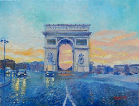 My French Easel: Starting painting “Arc de Triomphe early morning”