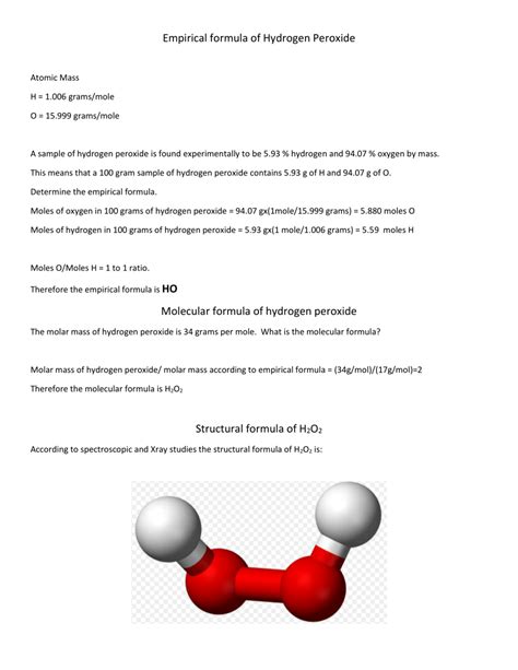 (PDF) Empirical formula of Hydrogen Peroxide