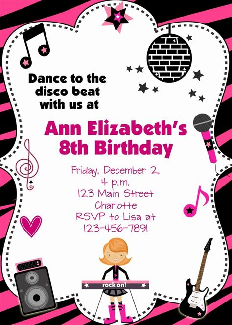 Free Printable Dance Party Invitations New Dance Party Birthday Invitation Custo… | Dance ...