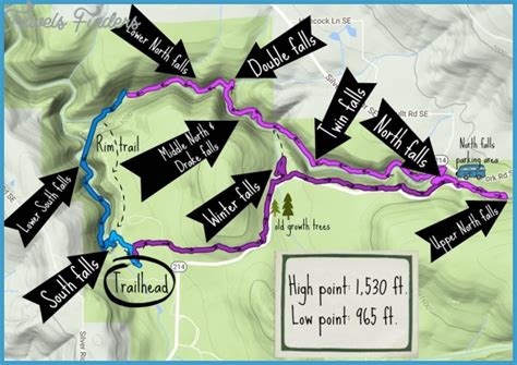 Silver Falls Hiking Trail Map - TravelsFinders.Com