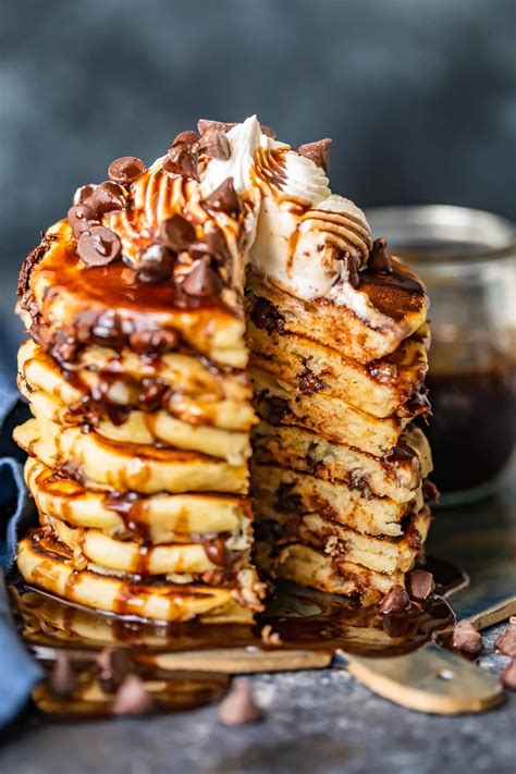 Chocolate Chip Pancakes Recipe with Chocolate Syrup - (VIDEO!!)