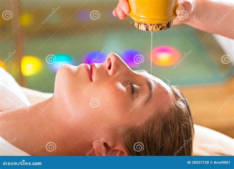 Woman Enjoying a Ayurveda Oil Massage Stock Photo - Image of person, head: 28557730