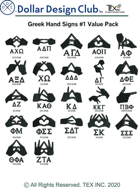 Greek Hand Signs 1 Embroidery Design Value Pack | Etsy